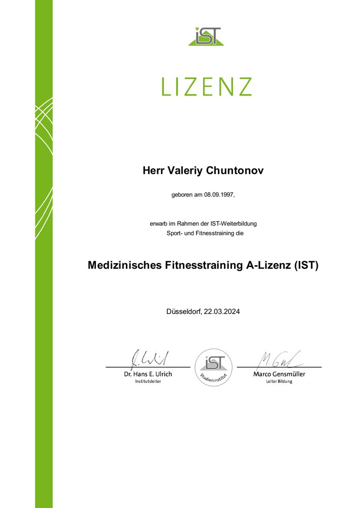 Medizinisches Fitnesstraining A-Lizenz